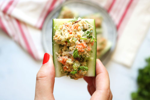 chickpea salad cucumber boats