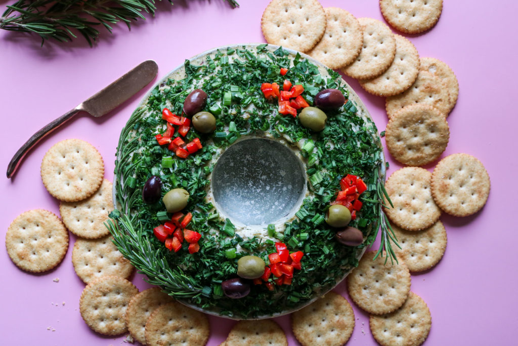 savory vegan cheese christmas wreath