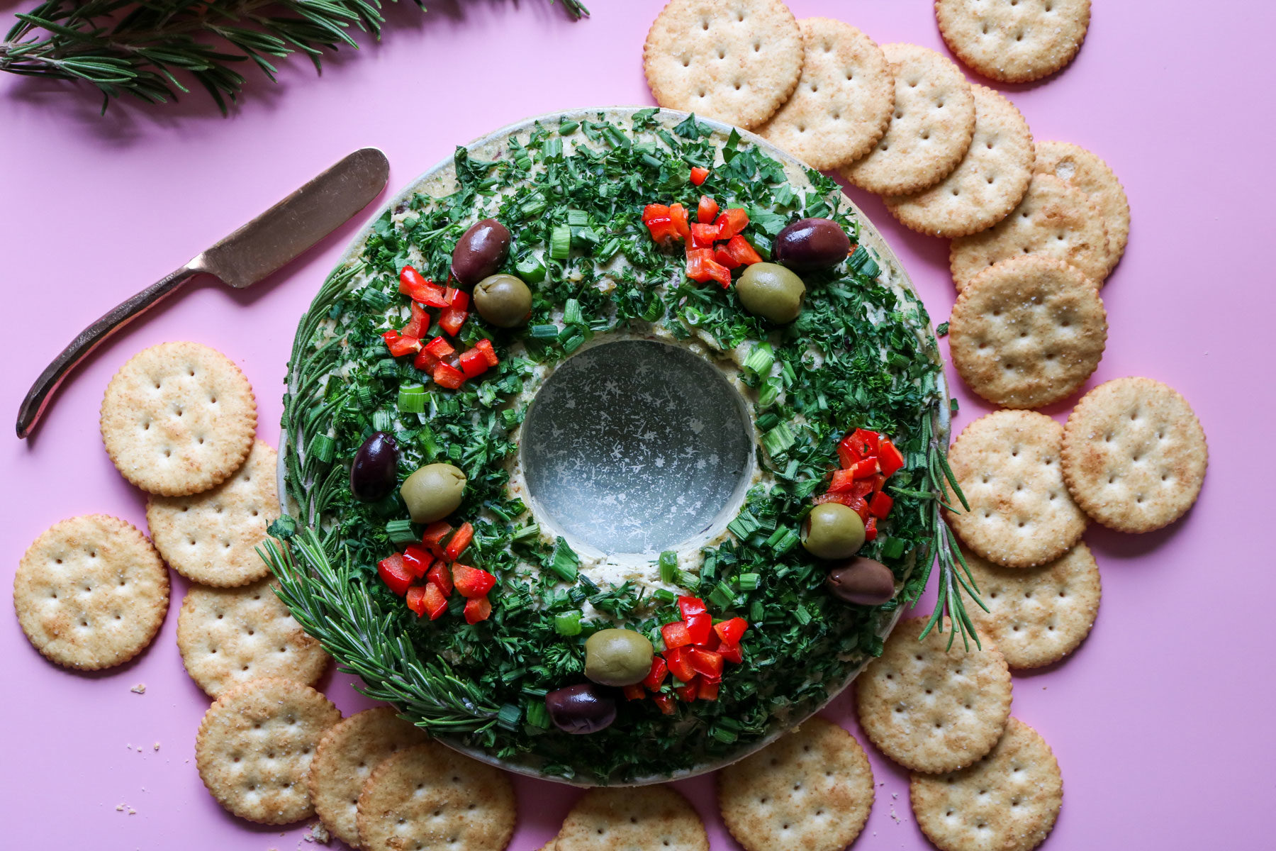 Savory Vegan Christmas Cheese Ball Wreath Recipe Plant Perks