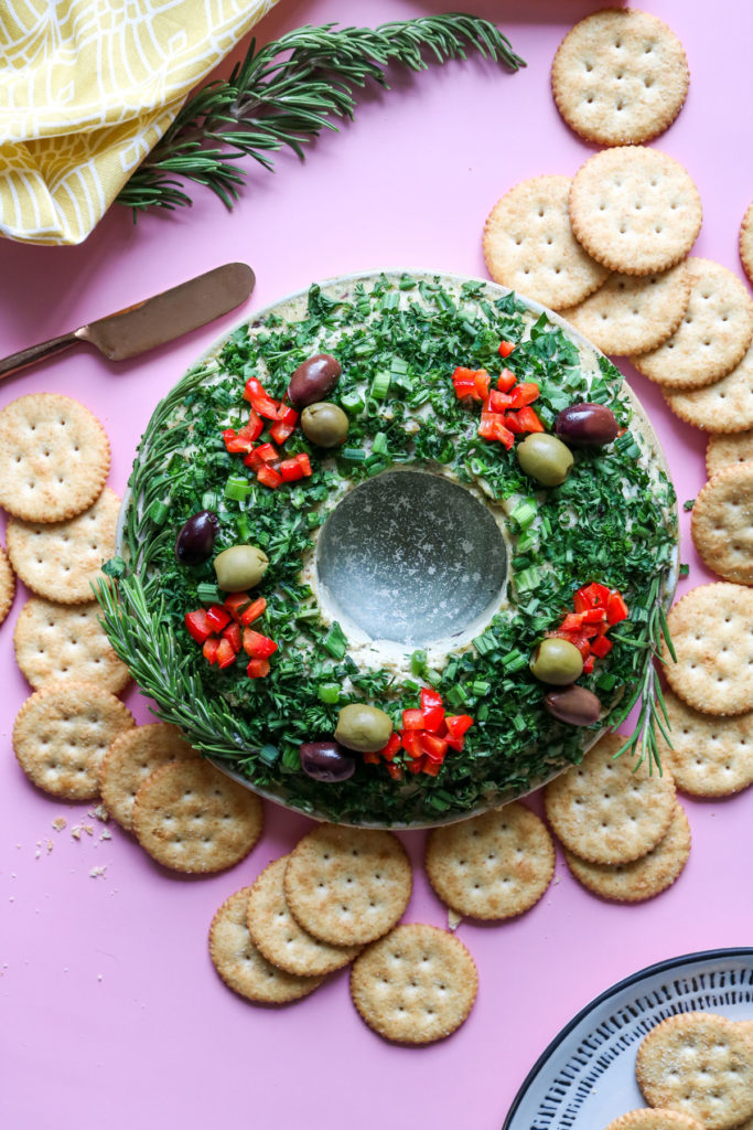 savory vegan cheese christmas wreath