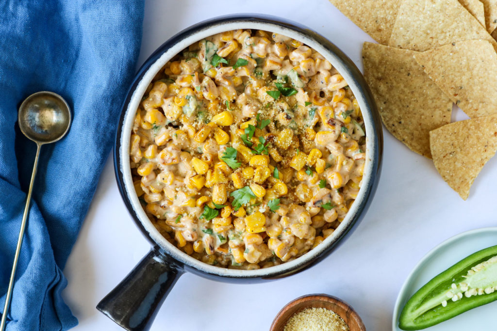 vegan elote corn dip