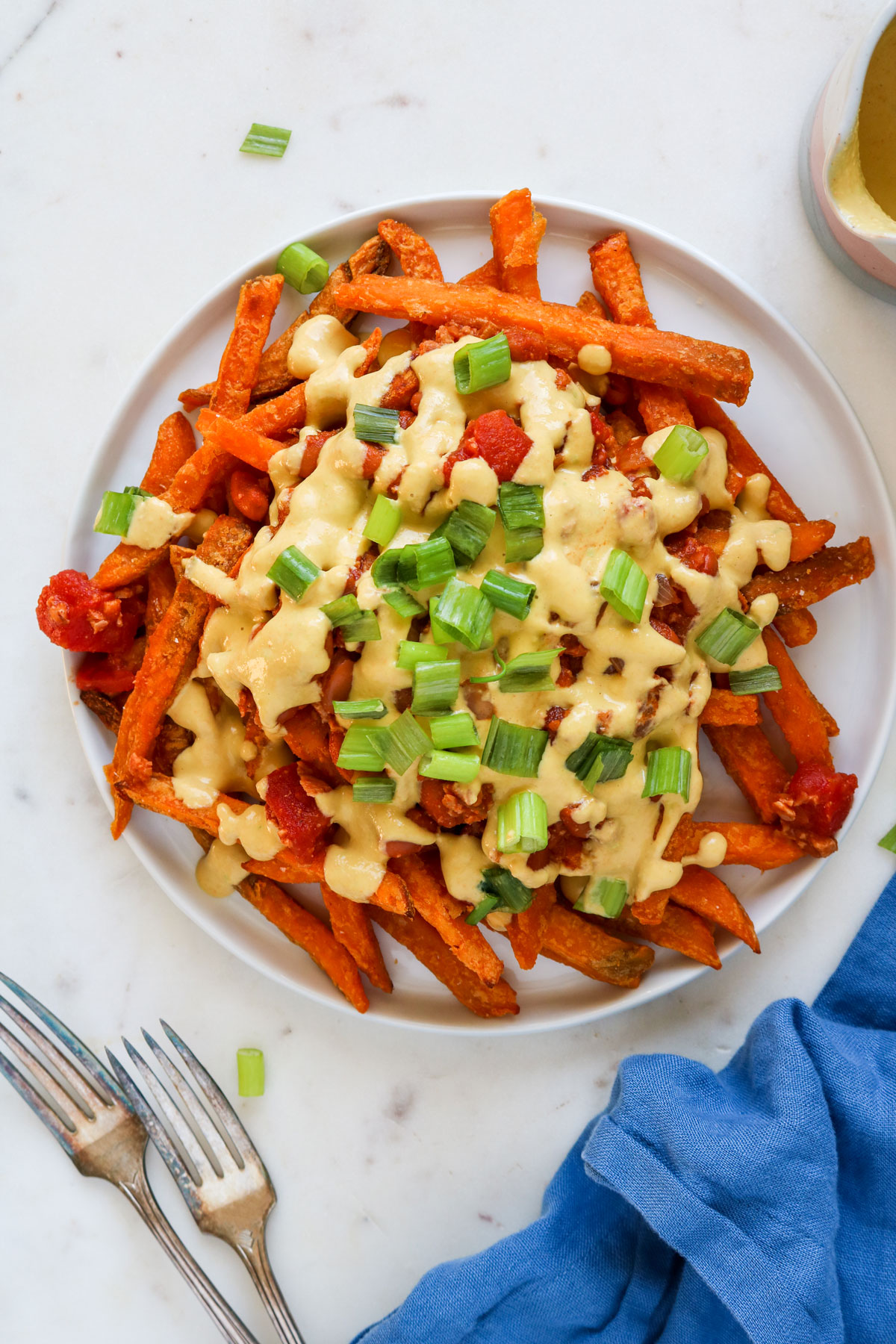 Vegan Chili Cheese Sweet Potato Fries Recipe ️🌱 Plant Perks