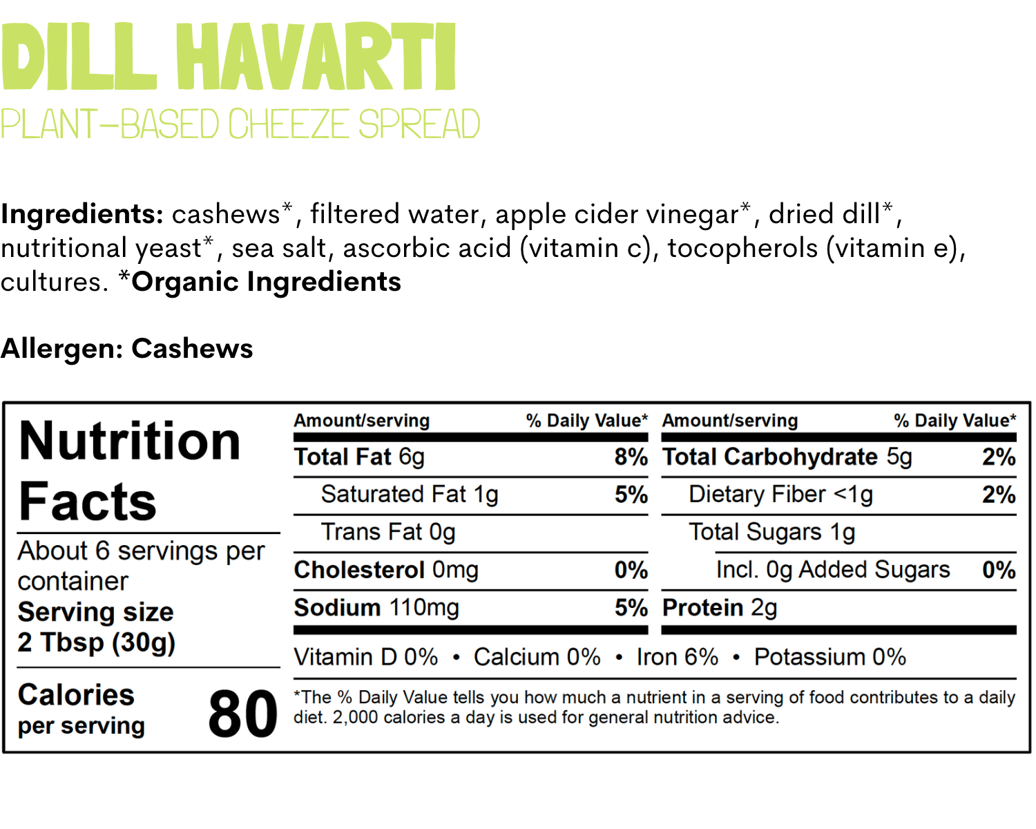Dill Havarti Ingredients + Nutrition