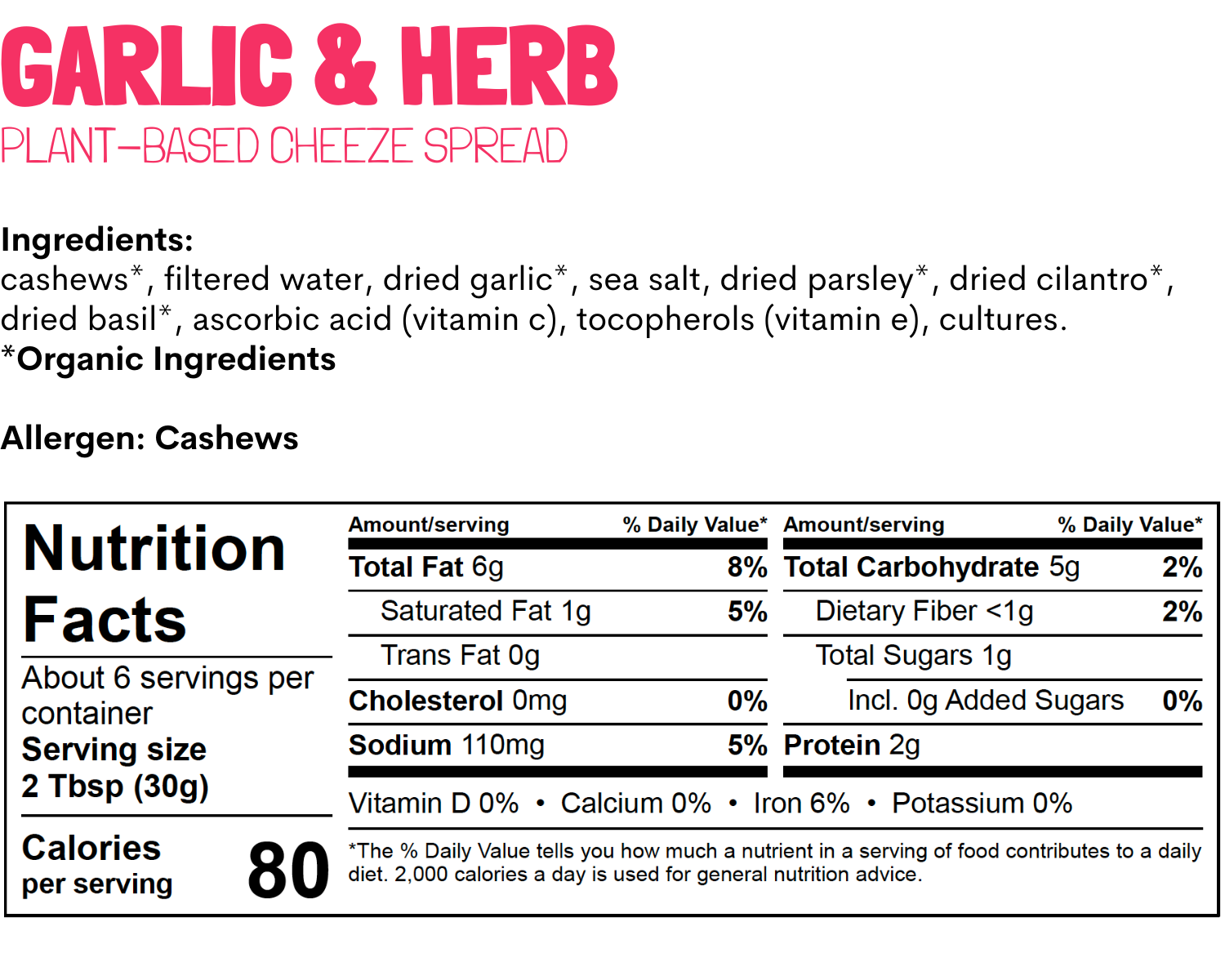 Nutrition + Ingredients - Plant Perks Garlic & Herb - cropped
